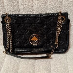 Kate Spade Black Quilted Shoulder Bag with Gold Accents